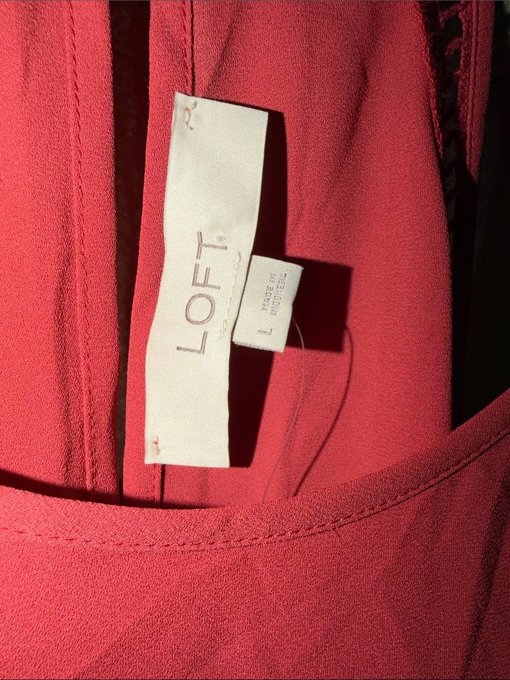 LOFT Red Double-Strap Ruffle-Hem Camisole - Picture 2 of 9